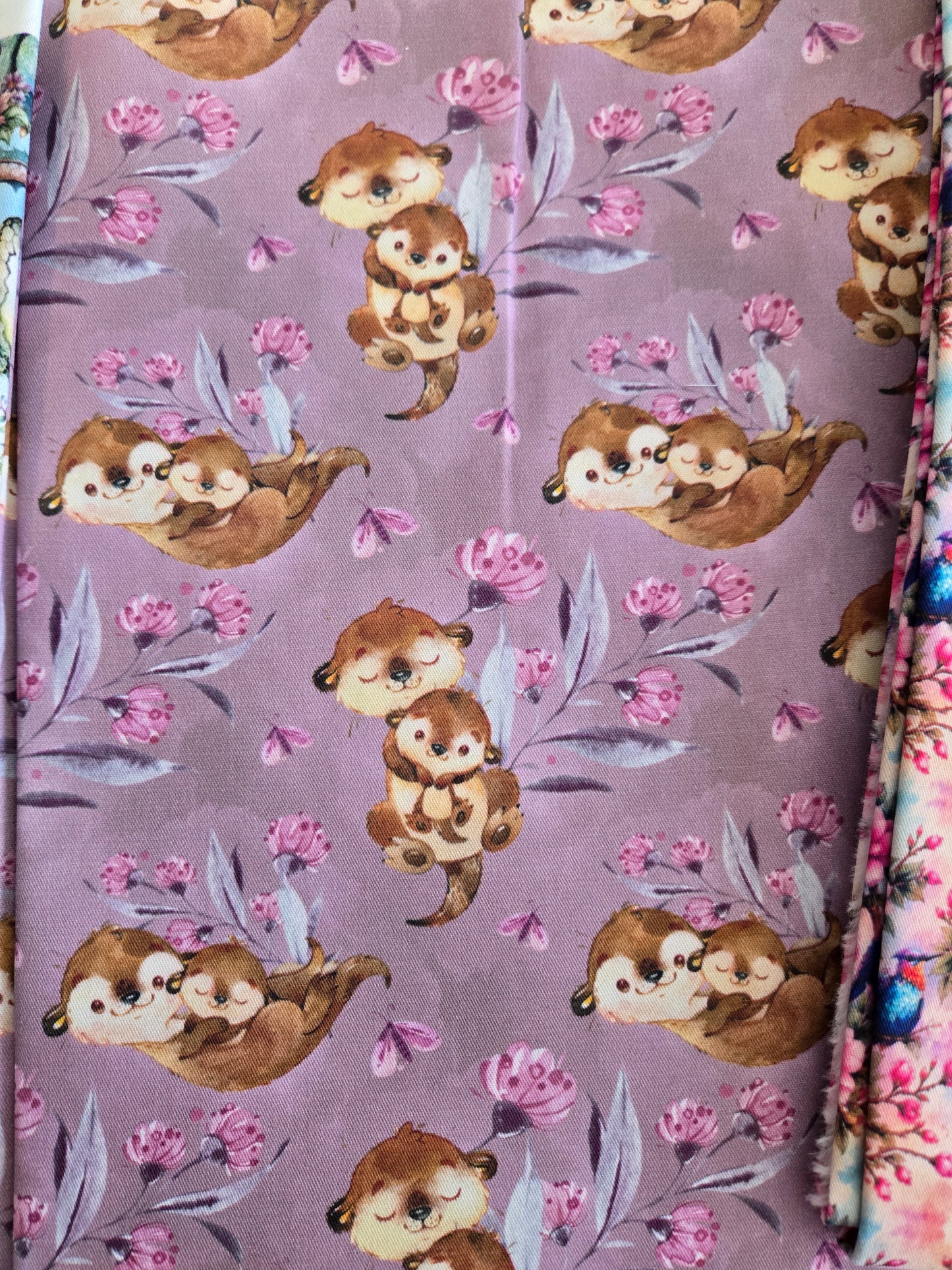 Coton - Loutre fond mauve