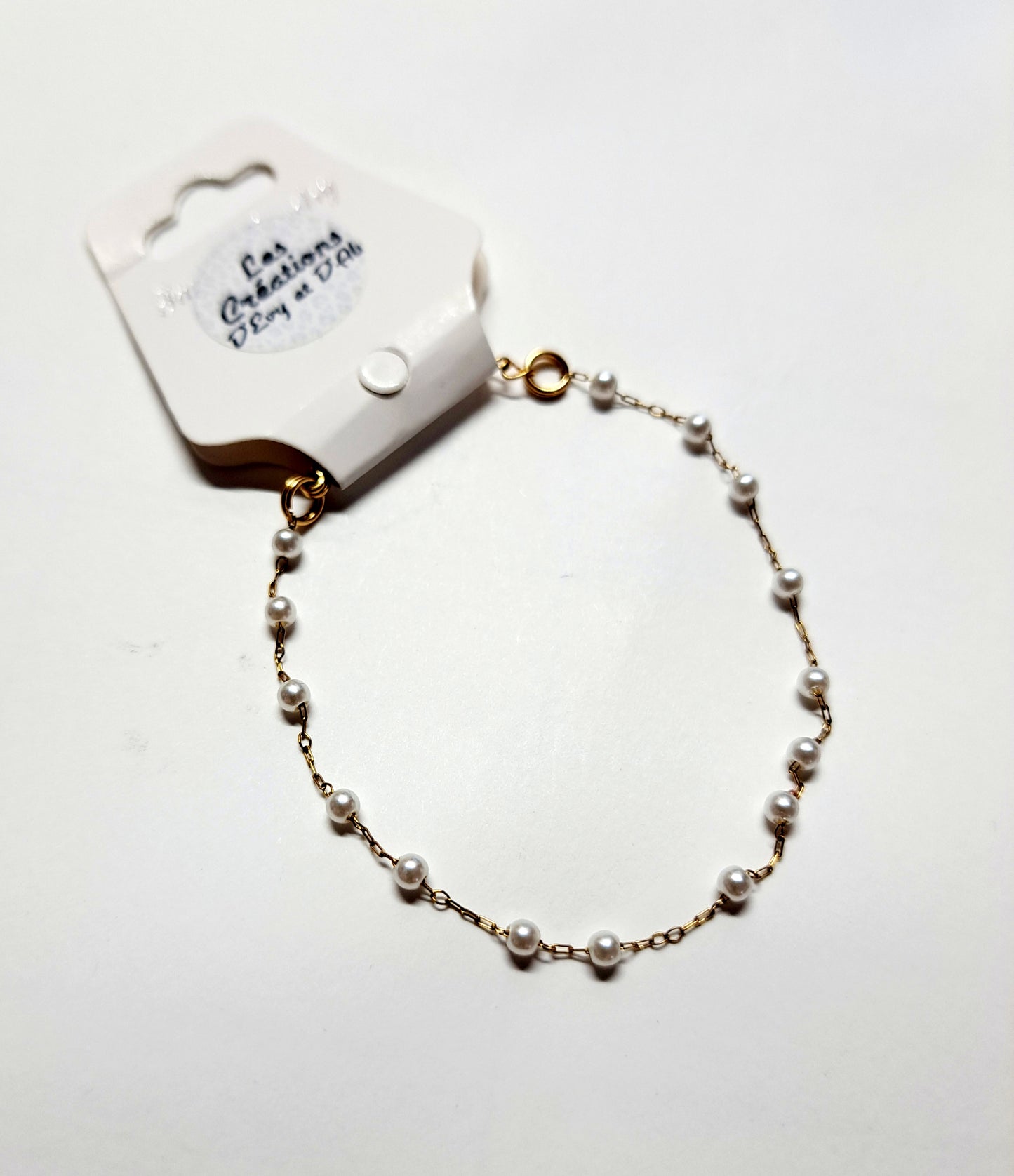 Bracelet - petite perle blanche