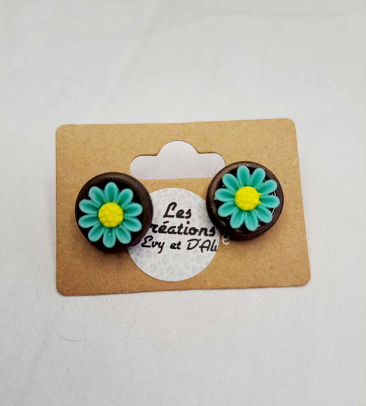 Boucles d'Evy - Les Fleurs turquoise