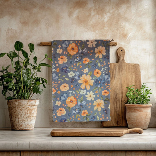 Linge à vaisselle - Fleurs bleu