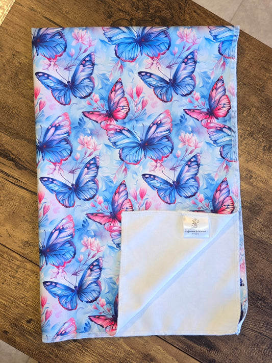 Linge à vaisselle - Papillons rose et bleu