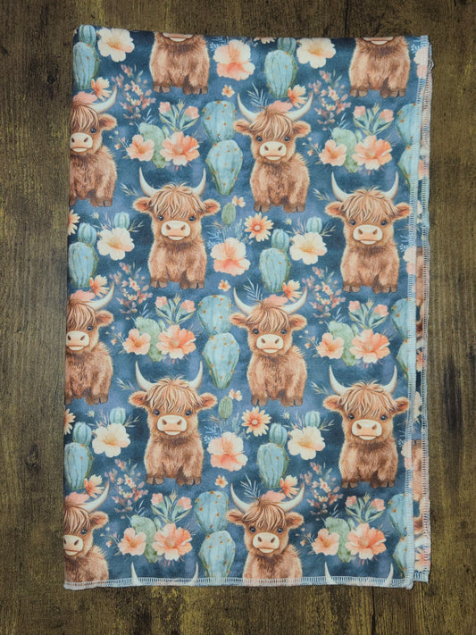 Linge à vaisselle - Vache highland et cactus