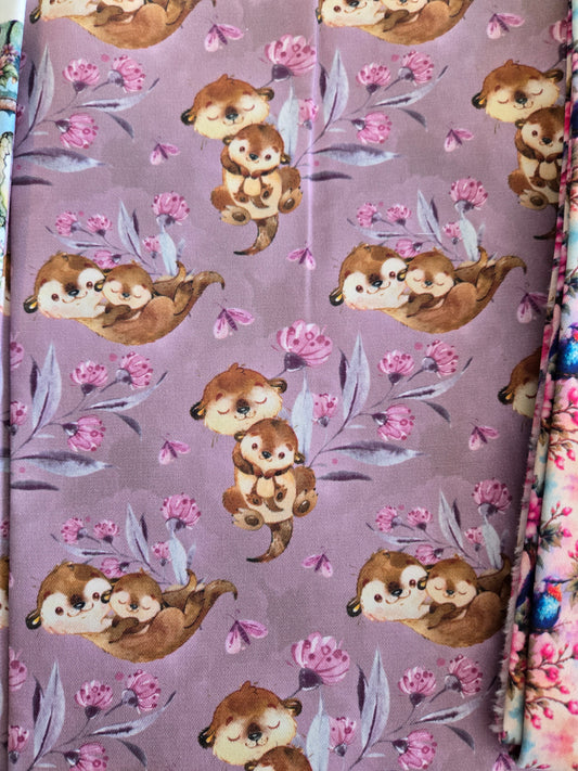 Coton - Loutre fond mauve