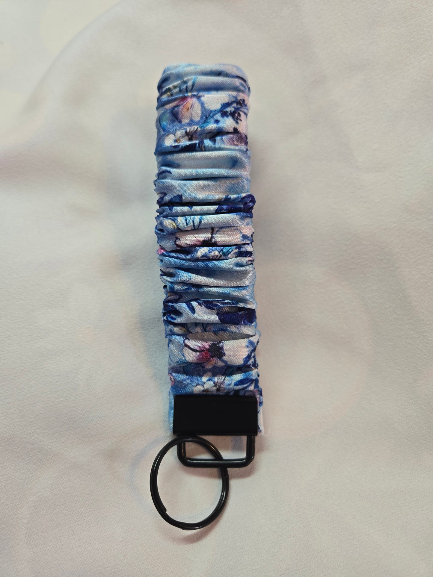 Porte-Clé en chouchou -  Fleur bleu